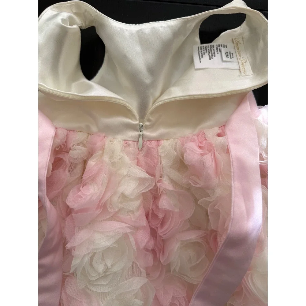 American Princess‎ Baby Rosette Tulle Dress Toddler 12 Months Cream/Pink Party